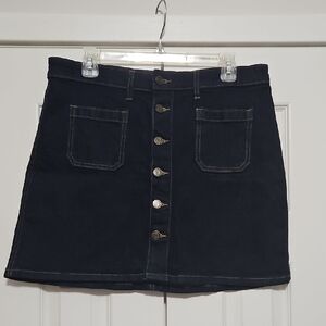 GAP Button-Front Dark Denim Mini Skirt Womens 10 EUC